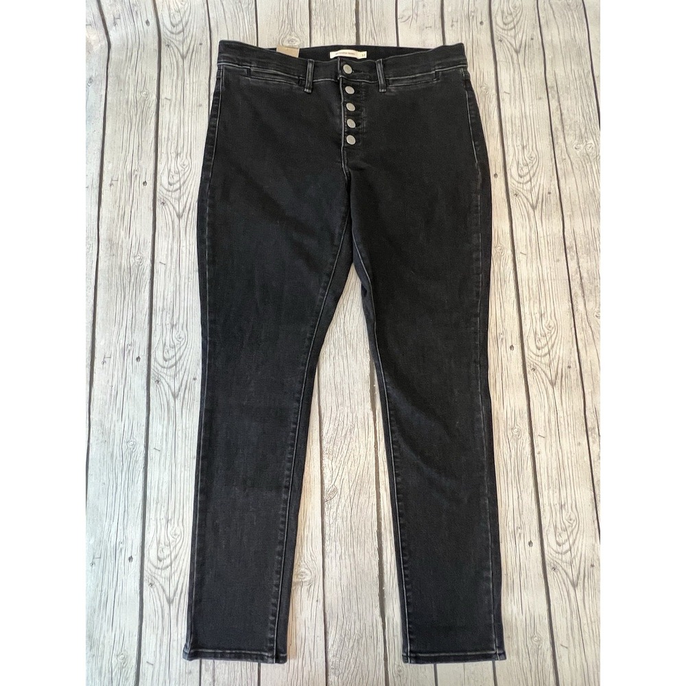 Levis 311 Jeans Sz 32 Womens Black Stretch Denim Pants Mid Rise Shaping Skinny